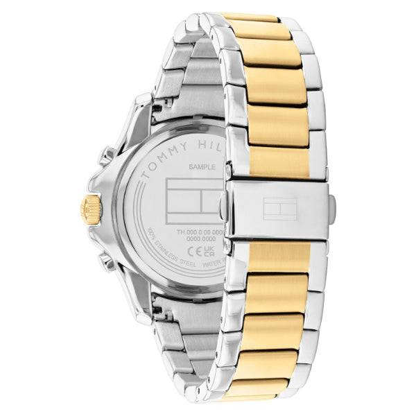 Tommy Hilfiger Brooklyn TH1782615 dameshorloge 40mm met zilverkleurige wijzerplaat, goudaccenten en edelstalen band. Luxe en sportieve stijl.