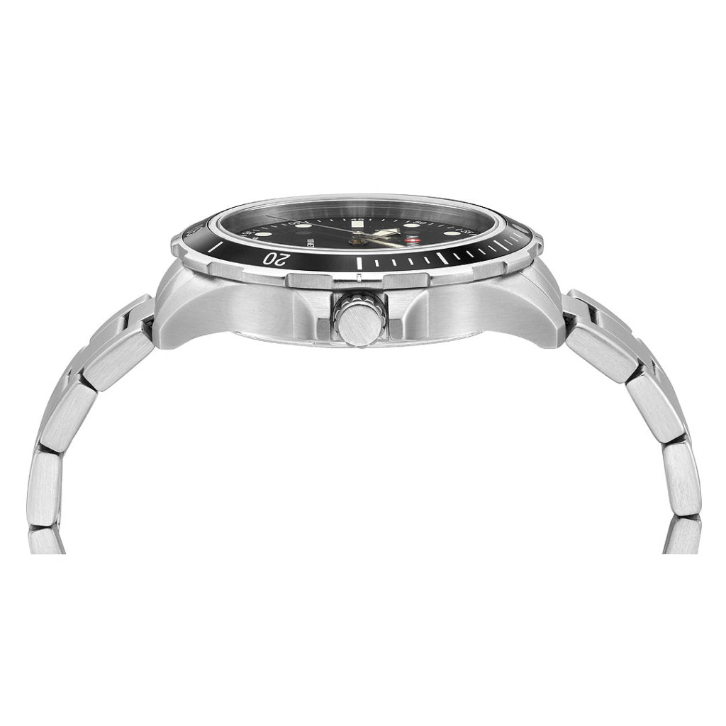 M+Watch by Mondaine Aqua Steel Schwarz Herrenuhr 42mm