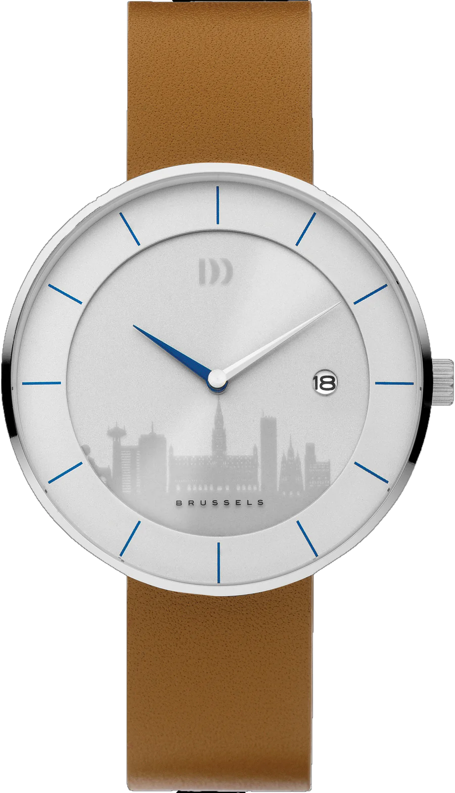 Danish Design Studio Globe Silver/Camel Solar London Skyline Herren Uhr 41mm Stahl 11-B1-01 LDN