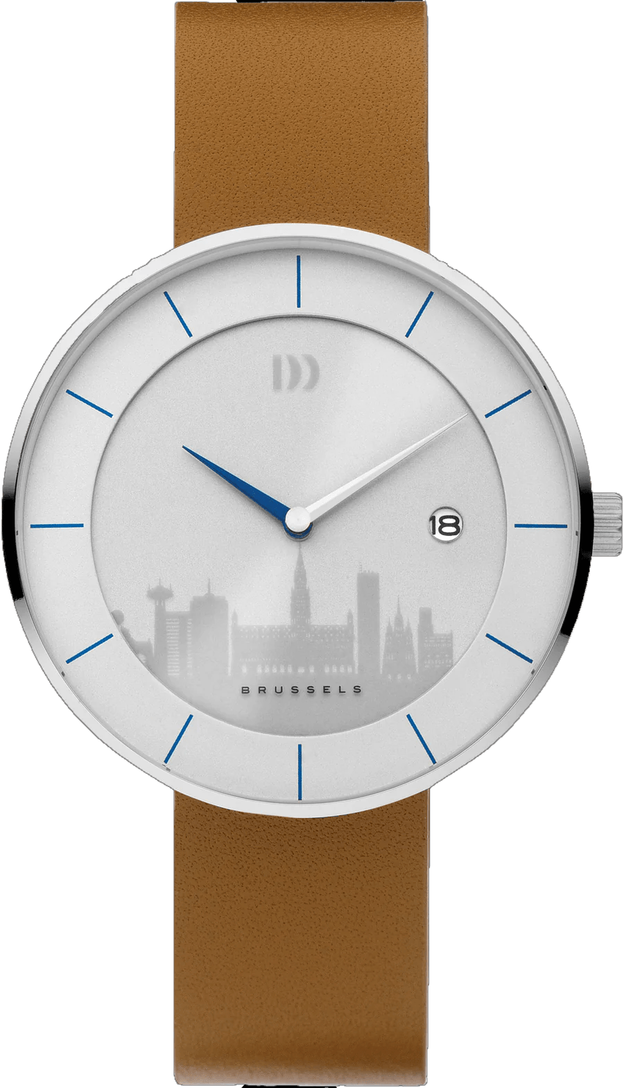 Danish Design Studio Globe Silver/Camel Solar London Skyline Herenhorloge 41mm Staal 11-B1-01 LDN - horlogeoutlet.nl