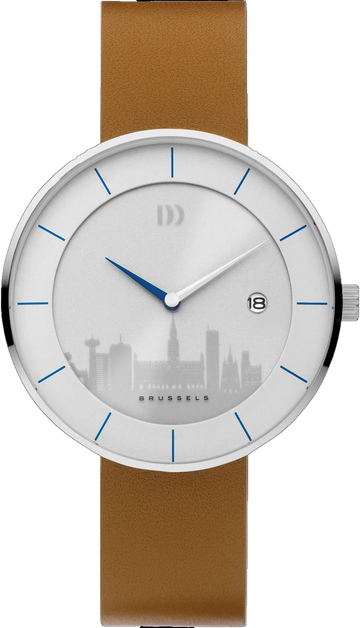 Danish Design Studio Globe Silver/Camel Solar London Skyline Herren Uhr 41mm Stahl 11-B1-01 LDN