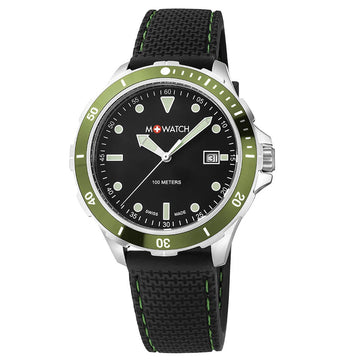 M+Watch by Mondaine Green Bezel Herenhorloge 42mm