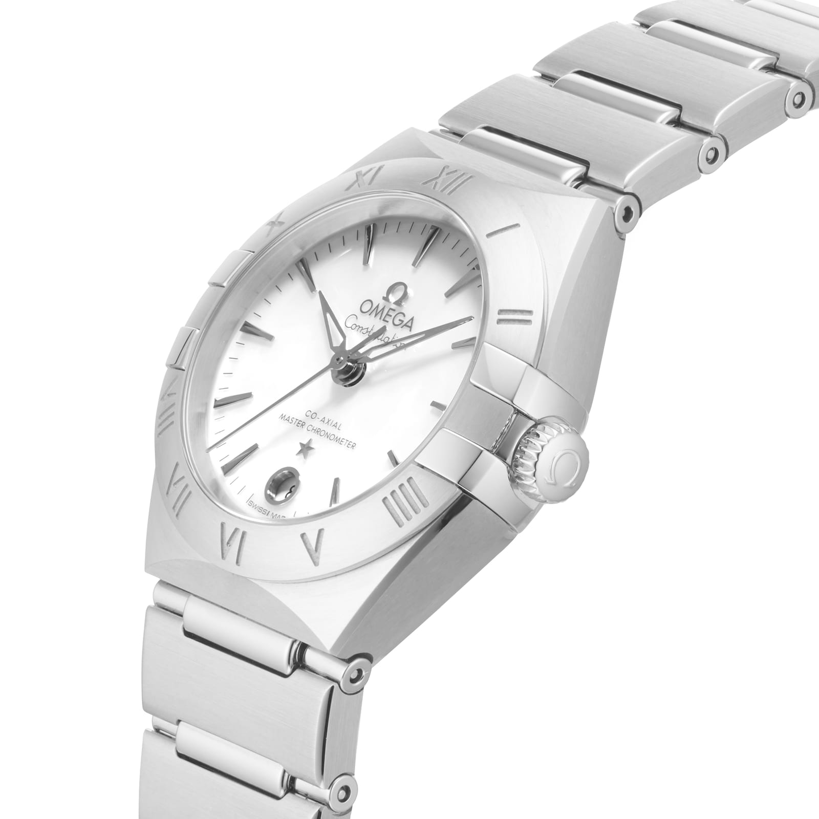 Omega Constellation Co-Axial Automatisch Dameshorloge O13110292005001 29mm met zilveren wijzerplaat en roestvrijstalen band. Luxe Swiss Made dameshorloge voor stijlvolle gelegenheden.