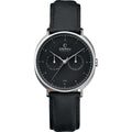 Obaku Denmark V193GM CBRB Herenhorloge 44mm met zwart-blauwe wijzerplaat en leren band, minimalistisch design voor moderne mannen.