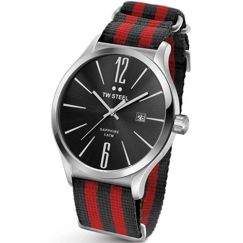 TW Steel TW1320 Slim Line Red Bond NATO Horloge 45mm - horlogeoutlet.nl