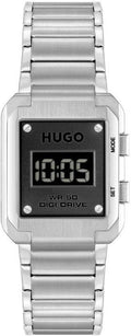 Hugo Boss Orange Thrive HU1530356 herenhorloge met digitaal display, zilverkleurige metalen band en rechthoekige kast van 30x40mm. Stijlvol en modern accessoire voor heren.
