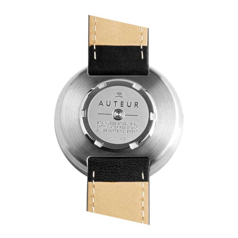 Auteur Watches Circles Classic - Swiss Made Designhorloge Zwart Leer 38mm - horlogeoutlet.nl