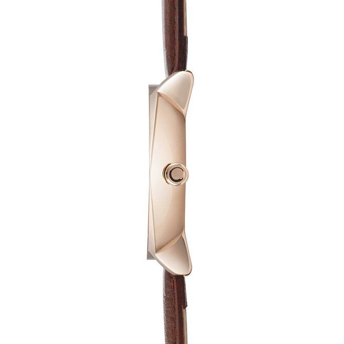 Obaku Denmark herenhorloge V193GM 44mm kopen met witte wijzerplaat, roségouden kast en bruine leren band. Elegant design voor elke gelegenheid.