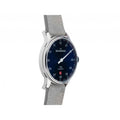 Meistersinger No03 DM908 Herenhorloge 40mm met blauw wijzerplaat en grijze leren band. Automatisch uurwerk met éénwijzerdesign voor heren.
