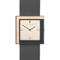 Rolf Cremer FLASH Horloge - Rolf Cremer | 36mm Design met vierkante kast, minimalistische wijzerplaat en zwart leren band. Stijlvol heren horloge.