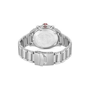 Achteraanzicht van de Swiss Military Hanowa Herenhorloge 44mm Nightflighter SMWGI2101501 met roestvrijstalen band en sluiting. Luxe Swiss Made horloge voor heren.