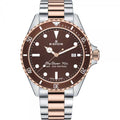 Edox Skydiver 53017 357RBRM BRI Heren Duikhorloge 42 mm met bruin wijzerplaat, roségouden bezel en bicolor stalen band. Swiss Made duikhorloge waterdicht tot 300 meter, ideaal voor stijlbewuste duikers.