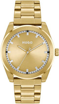 Hugo Boss Orange Bright HU1530354 herenhorloge 42mm met goudkleurige roestvrijstalen band en minimalistisch design. Stijlvol accessoire voor heren.