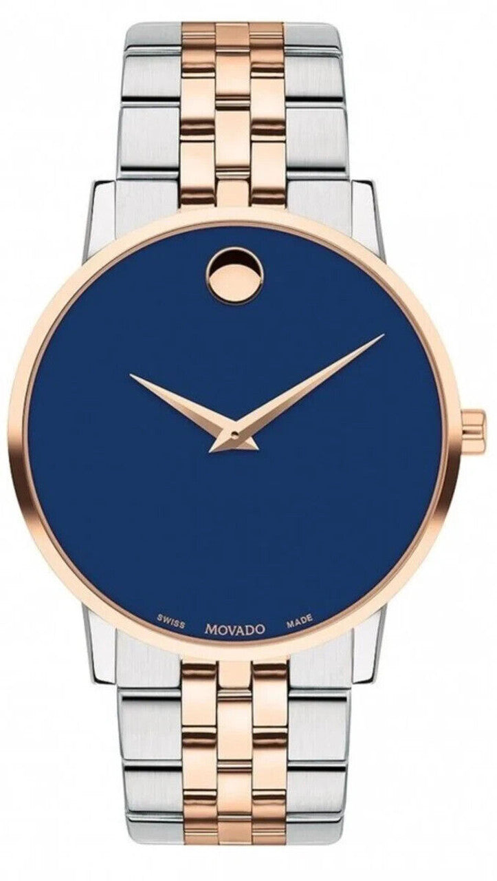 Movado Museum Classic Herrenuhr mit blauem Zifferblatt 40mm