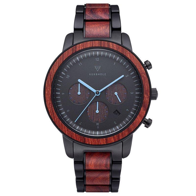 Kerbholz Maximilian Houten Chronograaf Horloge Black Rosewood 44mm - horlogeoutlet.nl