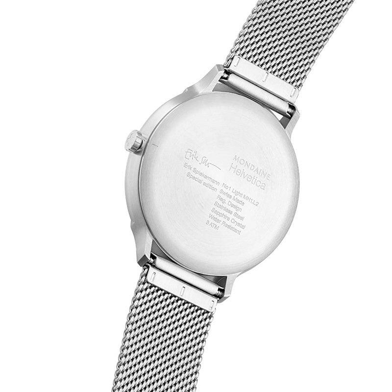 Mondaine Helvetica Spiekermann Edition Light Horloge 38 mm MH1.L2212.SM - horlogeoutlet.nl