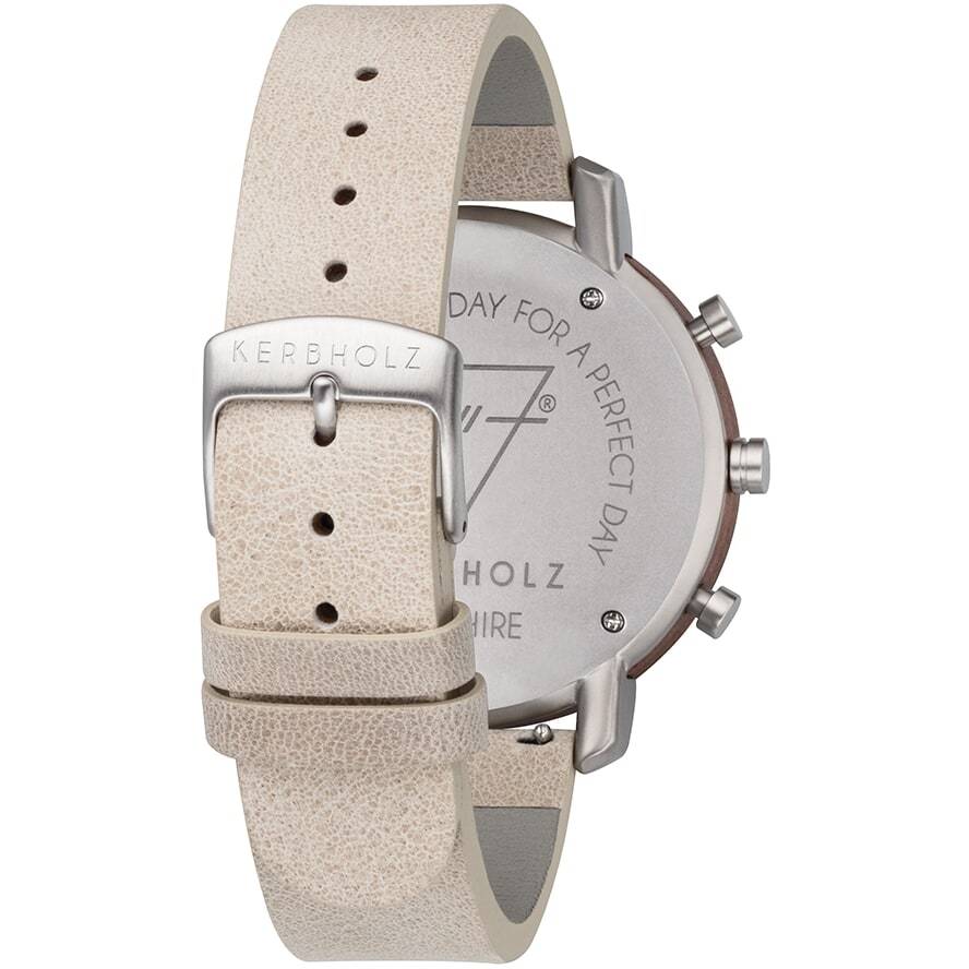 Kerbholz Houten Herenhorloge 45mm XL met witte wijzerplaat en walnoothouten bezel, stijlvol design voor moderne heren.