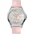 Lacoste dameshorloge 40mm - LC2001108 met Florence design en roze leren band. Elegant horloge voor dames met zilverkleurige wijzerplaat.
