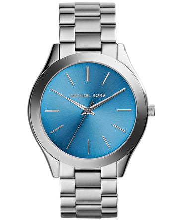 Michael Kors Dameshorloge MK3292 Zilverkleurig RVS met Blauwe Wijzerplaat, 42 mm