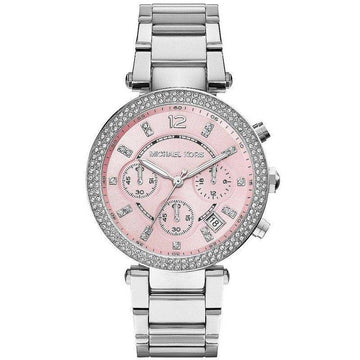 Michael Kors Dameshorloge Zilverkleurig RVS | Roze Wijzerplaat | 37-40mm