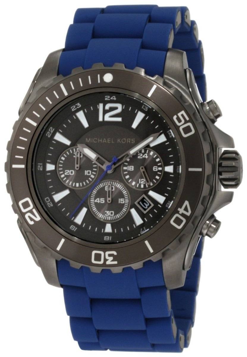 Michael Kors MK8233 Herenhorloge - Grijs RVS Kast, Blauwe RVS Band - 46-52mm