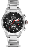 Swiss Military Hanowa Herenhorloge 44mm Nightflighter SMWGI2101501 met zwarte wijzerplaat en chronograaf. Stijlvol Swiss Made horloge voor heren.
