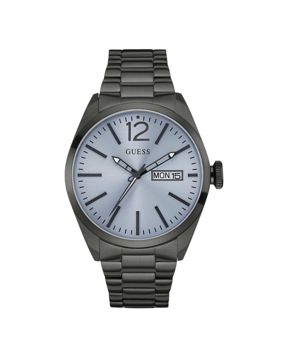 Guess Herenhorloge - Grijs RVS met Blauwe Wijzerplaat 41-45mm