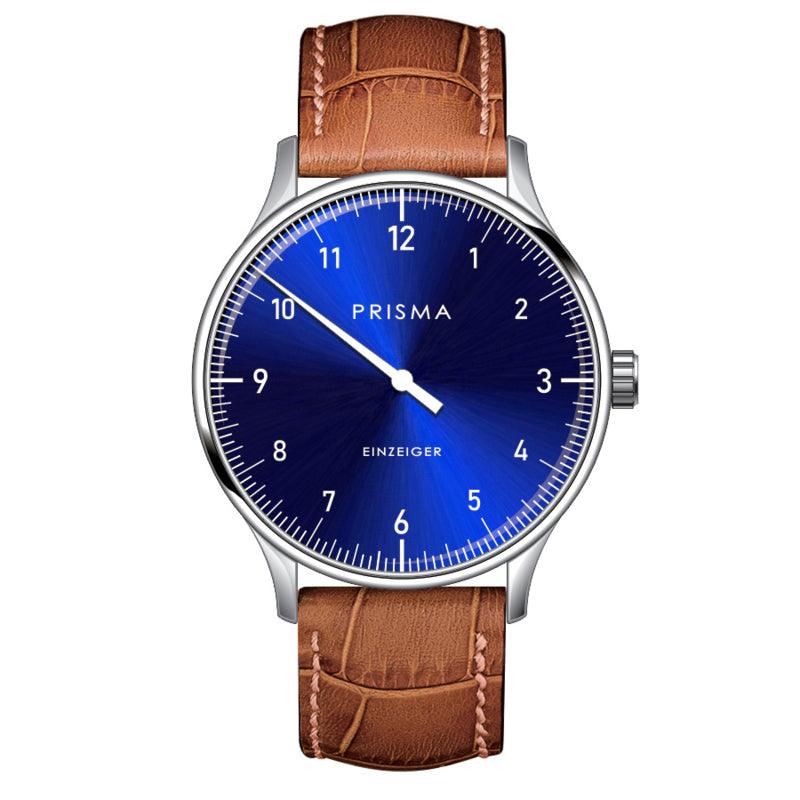 Prisma Design 'Einzeiger' Eenwijzerhorloge Blauw 40mm - horlogeoutlet.nl