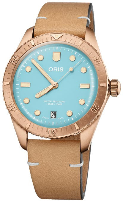 Oris Divers Sixty-Five Cotton Candy Bronze Blau Unisex-Uhr 38 mm