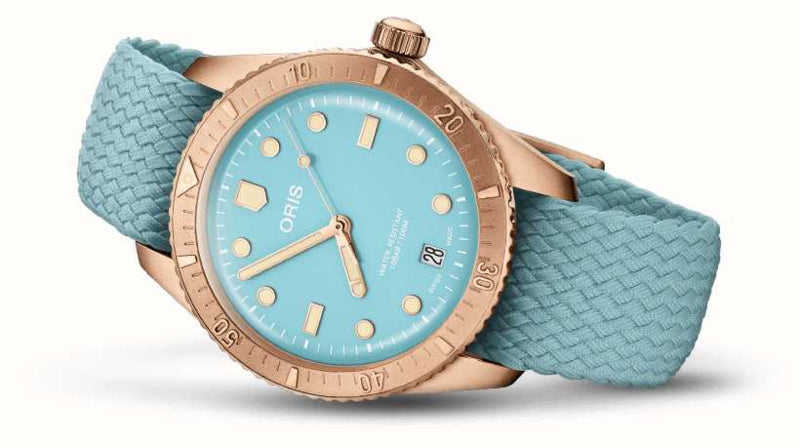 Oris Divers Sixty-Five Cotton Candy Bronze Blau Unisex-Uhr 38 mm