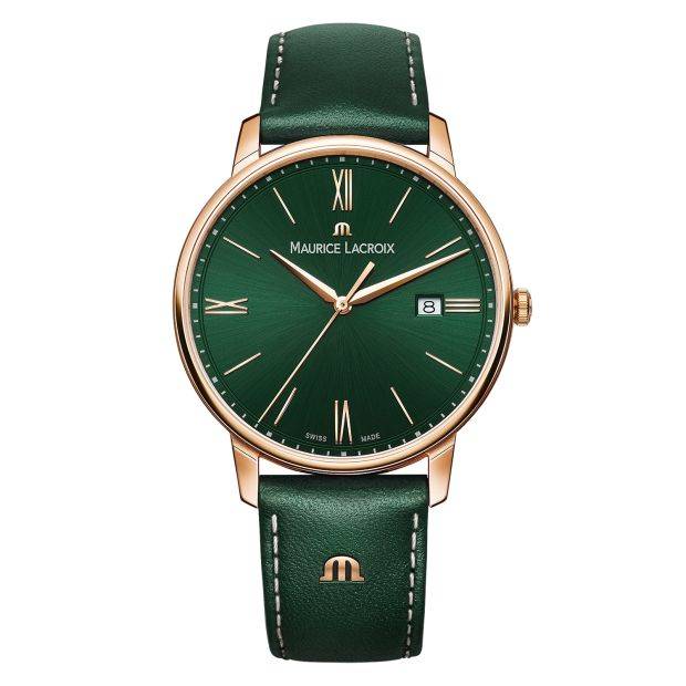 Maurice Lacroix Eliros Green Smoked EL1118-PVP01-610-1 horloge 40mm met groene wijzerplaat en leren band. Koop Maurice Lacroix Eliros horloge 40mm Green voor heren.