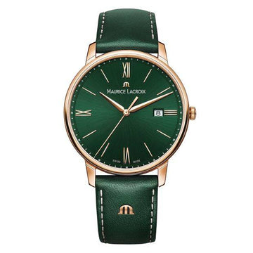 Maurice Lacroix Eliros Green Smoked EL1118-PVP01-610-1 horloge 40mm met groene wijzerplaat en leren band. Koop Maurice Lacroix Eliros horloge 40mm Green voor heren.