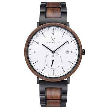 Kerbholz Anton Houten Herenhorloge Walnut Black Steel 42mm - horlogeoutlet.nl