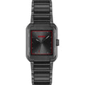 Hugo Boss Orange Thrive HU1530356 herenhorloge met rechthoekige zwarte kast van 30x40mm en rode accenten, stijlvol voor elke outfit.