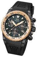 TW Steel Swiss Chronograaf Herenhorloge 44 mm met zwart rubberen band en roségouden bezel, limited edition duikhorloge voor heren.