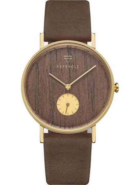 Kerbholz Frida Houten Horloge Walnut Tobacco 35mm - horlogeoutlet.nl