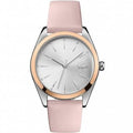 Lacoste dameshorloge 36mm - LC2001098 met roze leren band en zilverkleurige wijzerplaat, trendy en elegant accessoire voor elke outfit.