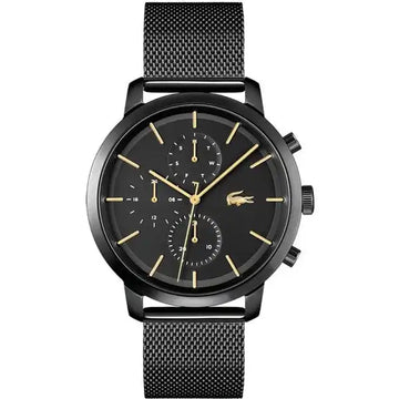 Lacoste LC2011194 Herenhorloge - Replay 40mm met zwarte roestvrijstalen mesh band en gouden accenten. Quartz uurwerk, stijlvol en waterbestendig.