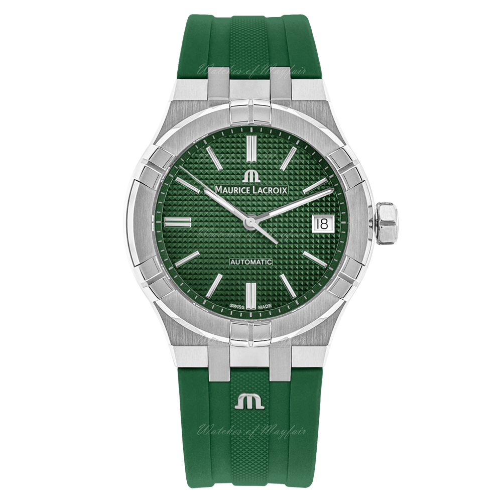 Aikon Automatic Herenhorloge - Maurice Lacroix Date 39mm met groene wijzerplaat en roestvrijstalen band. Luxe Swiss Made herenhorloge met datumfunctie.