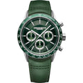 Raymond Weil Freelancer Horloge 7741-SC7-52021 met groene leren band en tachymeter, herenhorloge met chronograaf en Zwitserse precisie.