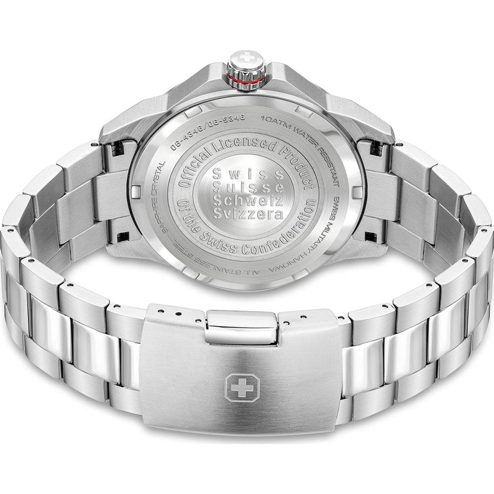 Swiss Military Hanowa - Zwitserse Horloge 42mm met roestvrijstalen band en gegraveerde achterzijde, ideaal voor heren met actieve levensstijl.
