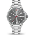 Swiss Military Hanowa - Zwitserse Horloge 42mm met grijze wijzerplaat, dag- en datumaanduiding en roestvrijstalen band. Ideaal herenhorloge voor dagelijks gebruik.