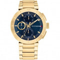 Tommy Hilfiger TH1792118 LORENZO herenhorloge 44mm met goudkleurige roestvrijstalen band en blauwe wijzerplaat. Luxe horloge voor heren, nieuw model.