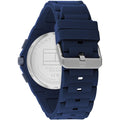 Achteraanzicht van de Tommy Hilfiger TH1792122 NEO herenhorloge 44mm met blauwe siliconen band en roestvrijstalen gesp. Ideaal voor sportieve en zakelijke outfits.