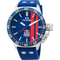 TW Steel Canteen Horloge - Herenhorloge 45mm met blauw-rode wijzerplaat, Red Bull Ampol Racing logo en blauwe siliconen band.