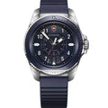 Victorinox Journey 1884 Herenhorloge 242975 met blauwe wijzerplaat en rubberen band, 43mm kast, waterdicht tot 20 ATM, Swiss Made design.